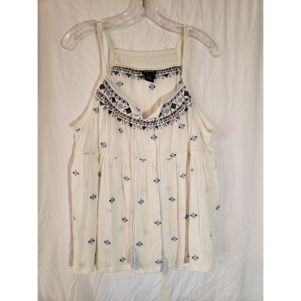 Women's Torrid White Embroidered Sleeveless Top Size 0
